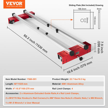 YS60-001 - Durable 60" Router Sled for Easy Slab Flattening