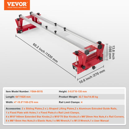 YS64-001S - VEVOR 64" Adjustable Wood Sled for Flattening Slabs