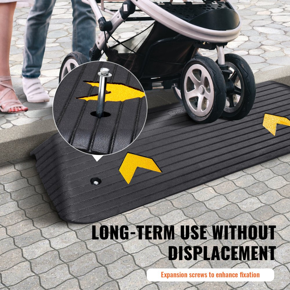 B001 - Heavy-Duty 1.5" Rubber Ramp for Easy Wheelchair Access