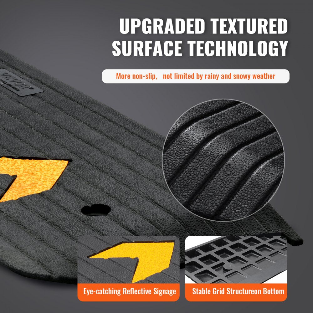 B001 - Durable 1" Rise Rubber Wheelchair Ramp with Non-Slip Surface