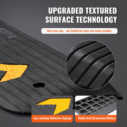 B001 - Durable 1" Rise Rubber Wheelchair Ramp with Non-Slip Surface