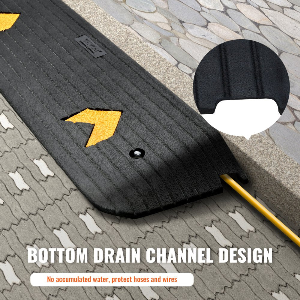 B001 - Durable 1" Rise Rubber Wheelchair Ramp with Non-Slip Surface