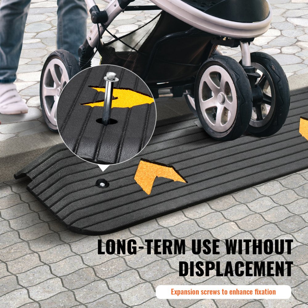 B001 - Durable 1" Rise Rubber Wheelchair Ramp with Non-Slip Surface