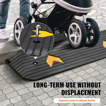 B001 - Durable 1" Rise Rubber Wheelchair Ramp with Non-Slip Surface