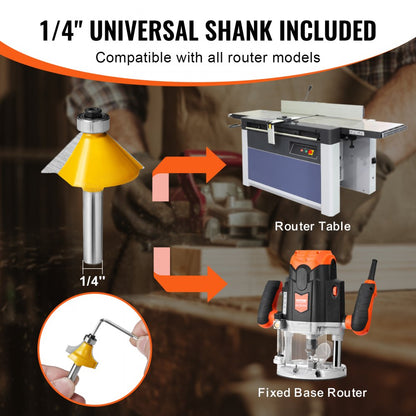 15PCS-A*6.35mm - 15-Piece Carbide Router Bit Set with 1/4 Inch Shank