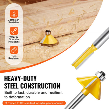 15PCS-A*6.35mm - 15-Piece Carbide Router Bit Set with 1/4 Inch Shank