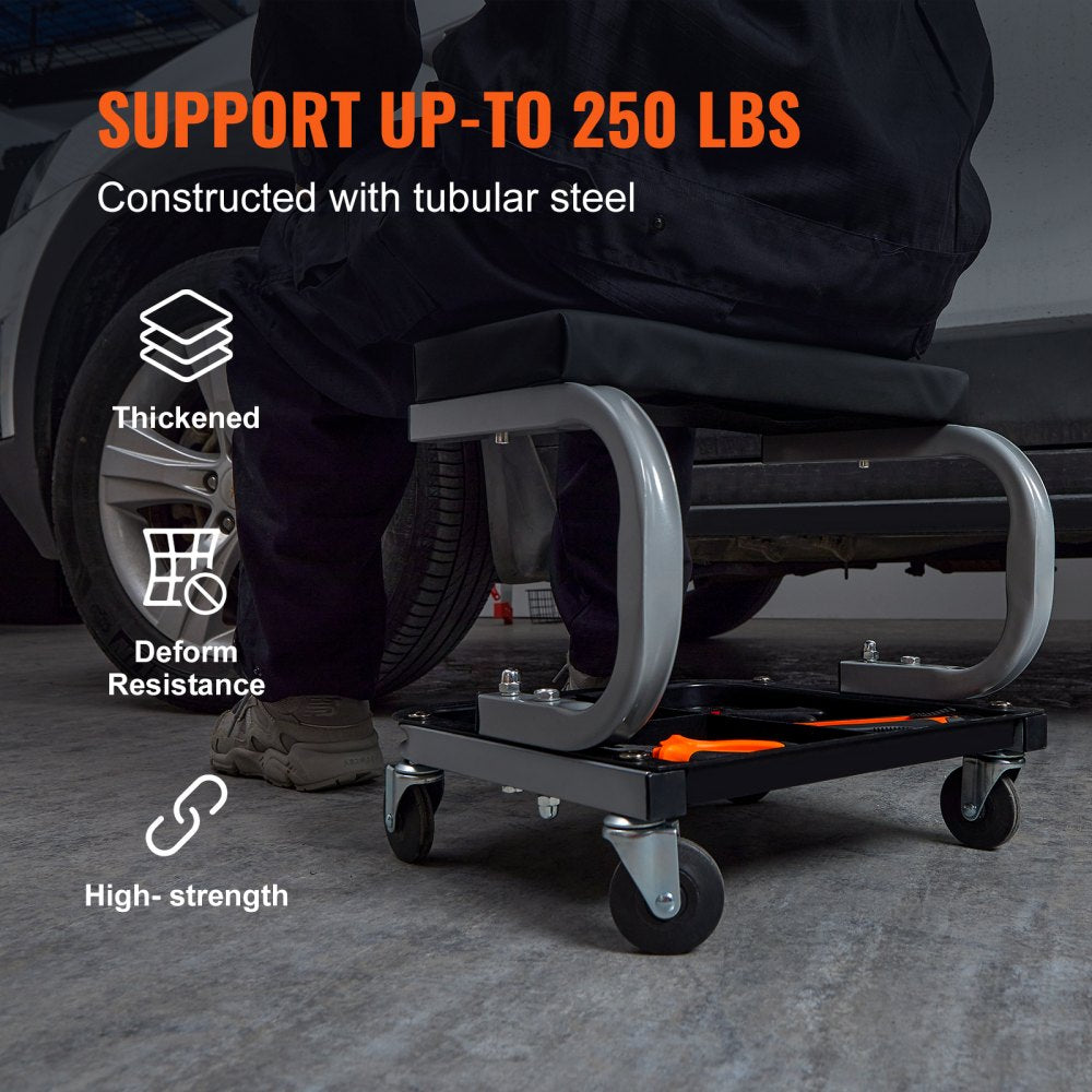 010174206832 - Durable 250 lb Garage Stool with 360° Casters