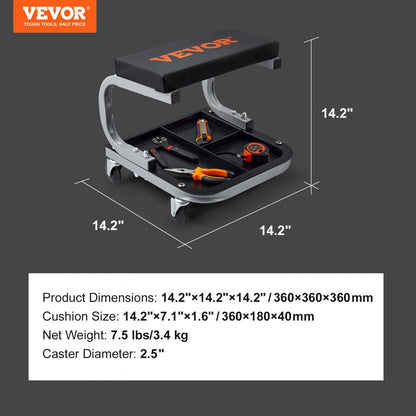 010174206832 - Durable 250 lb Garage Stool with 360° Casters