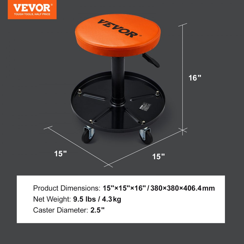 010934585246 - Ergonomic Rolling Creeper Stool, 16-22" Adjustable Height with Tool Tray