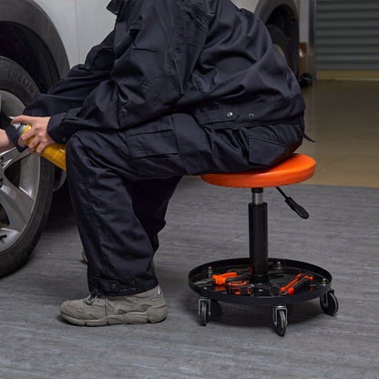 010934585246 - Ergonomic Rolling Creeper Stool, 16-22" Adjustable Height with Tool Tray