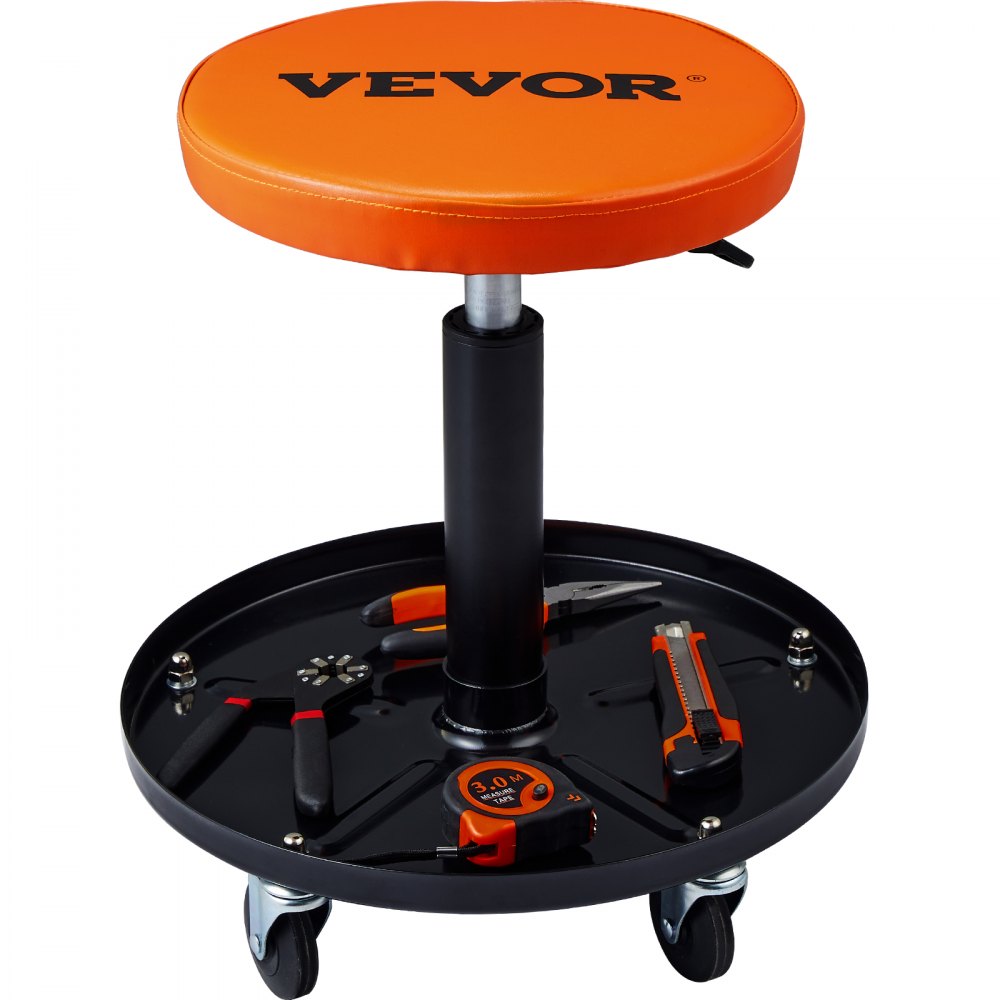 010934585246 - Ergonomic Rolling Creeper Stool, 16-22" Adjustable Height with Tool Tray