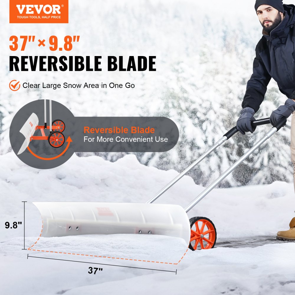 CY-SL24-1 - 37" VEVOR Snow Shovel with Wheels for Effortless Snow Removal