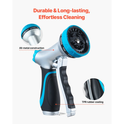 GN150761 - Heavy-Duty Metal Hose Nozzle with 10 Spray Modes