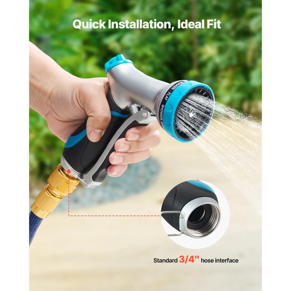GN150761 - Heavy-Duty Metal Hose Nozzle with 10 Spray Modes