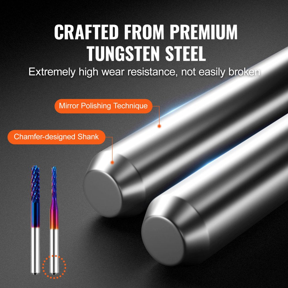 40PCSCNC - 40-Piece Tungsten Steel CNC Router Bits Set, Diverse Applications
