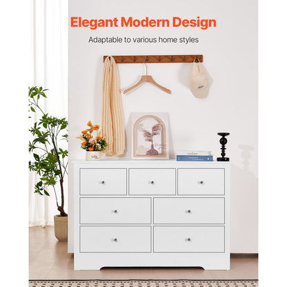 SR247245 - Stylish 7-Drawer Dresser with Metal Handles and Elegant Design