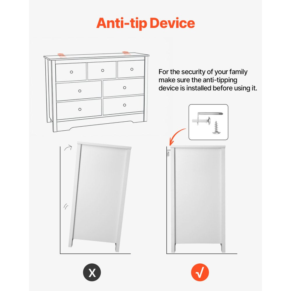 SR247245 - Stylish 7-Drawer Dresser with Metal Handles and Elegant Design