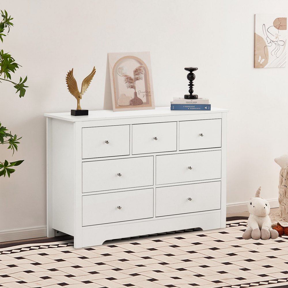 SR247245 - Stylish 7-Drawer Dresser with Metal Handles and Elegant Design