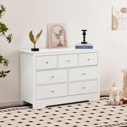 SR247245 - Stylish 7-Drawer Dresser with Metal Handles and Elegant Design
