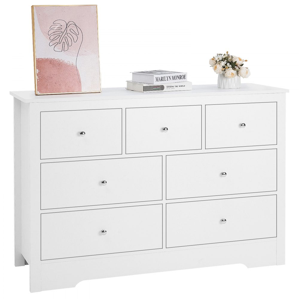 SR247245 - Stylish 7-Drawer Dresser with Metal Handles and Elegant Design