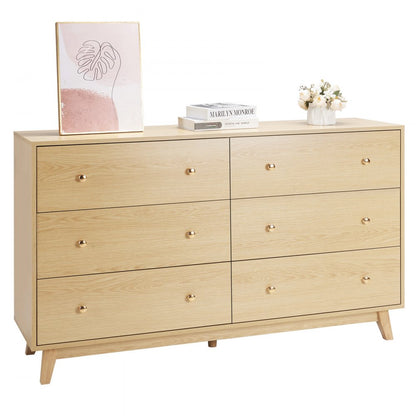 SR247246 - Elegant 6-Drawer Dresser with Metal Handles and Sturdy Design