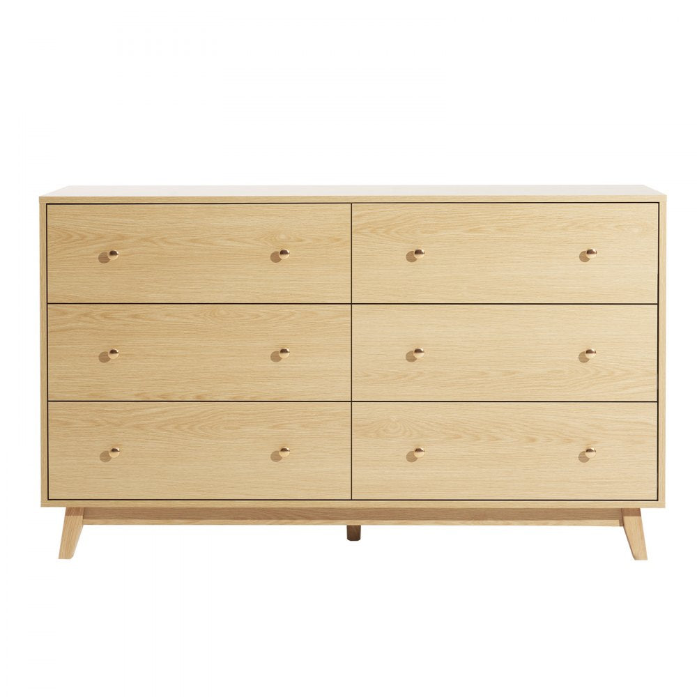 SR247246 - Elegant 6-Drawer Dresser with Metal Handles and Sturdy Design
