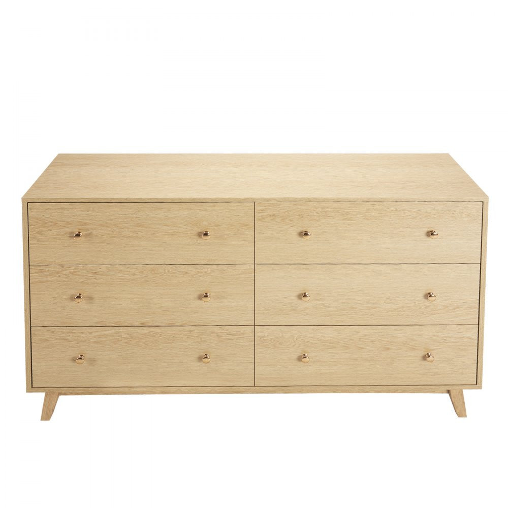 SR247246 - Elegant 6-Drawer Dresser with Metal Handles and Sturdy Design