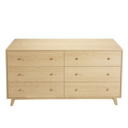 SR247246 - Elegant 6-Drawer Dresser with Metal Handles and Sturdy Design