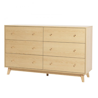 SR247246 - Elegant 6-Drawer Dresser with Metal Handles and Sturdy Design