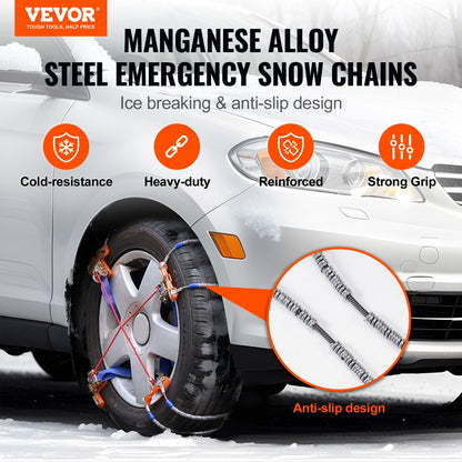 ZT-265 - Heavy-Duty Snow Chains for 9.2-11.2in Tires, Quick Install