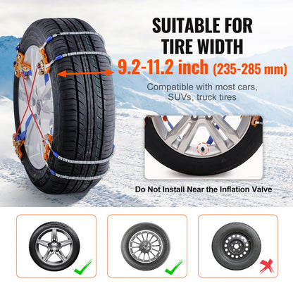 ZT-265 - Heavy-Duty Snow Chains for 9.2-11.2in Tires, Quick Install