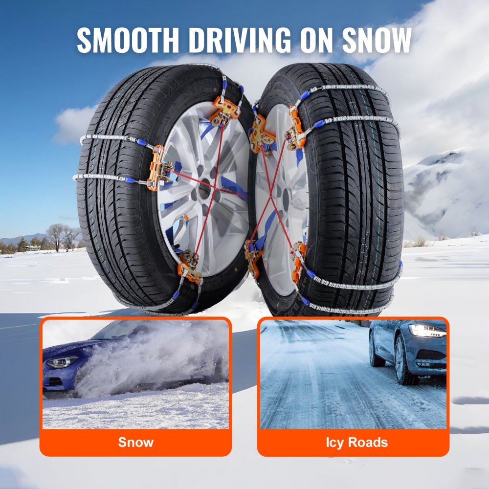 ZT-265 - Heavy-Duty Snow Chains for 9.2-11.2in Tires, Quick Install