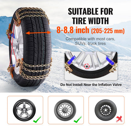 ZN4-M - Durable Snow Chains for 8-8.8 in Tires, Quick Installation