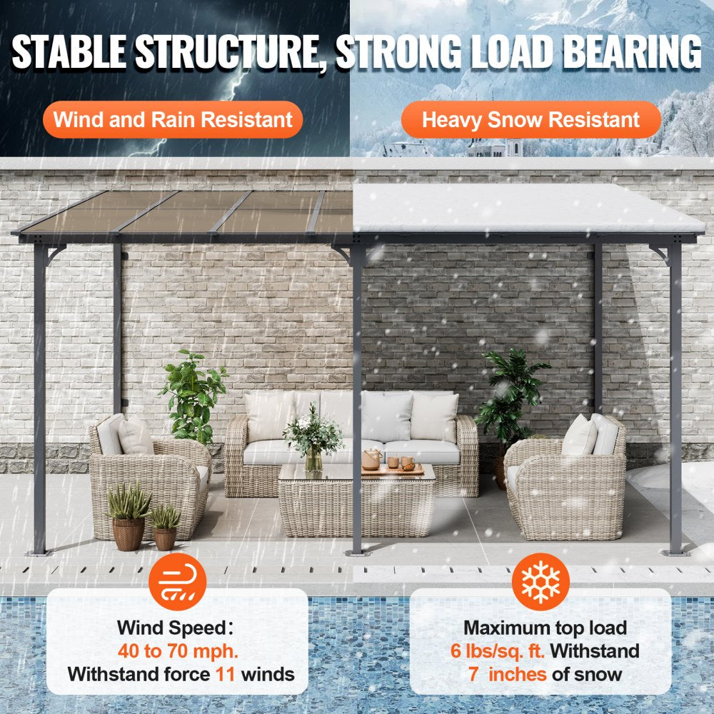 ZW-001 - Durable 10' x 14' Lean-To Gazebo with Hardtop and UV Protection