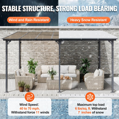 ZW-001 - Durable 10' x 14' Lean-To Gazebo with Hardtop and UV Protection