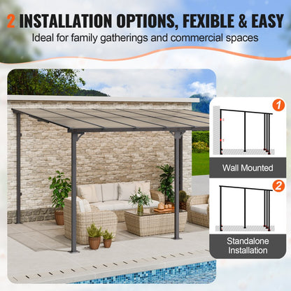 ZW-001 - Durable 10' x 14' Lean-To Gazebo with Hardtop and UV Protection