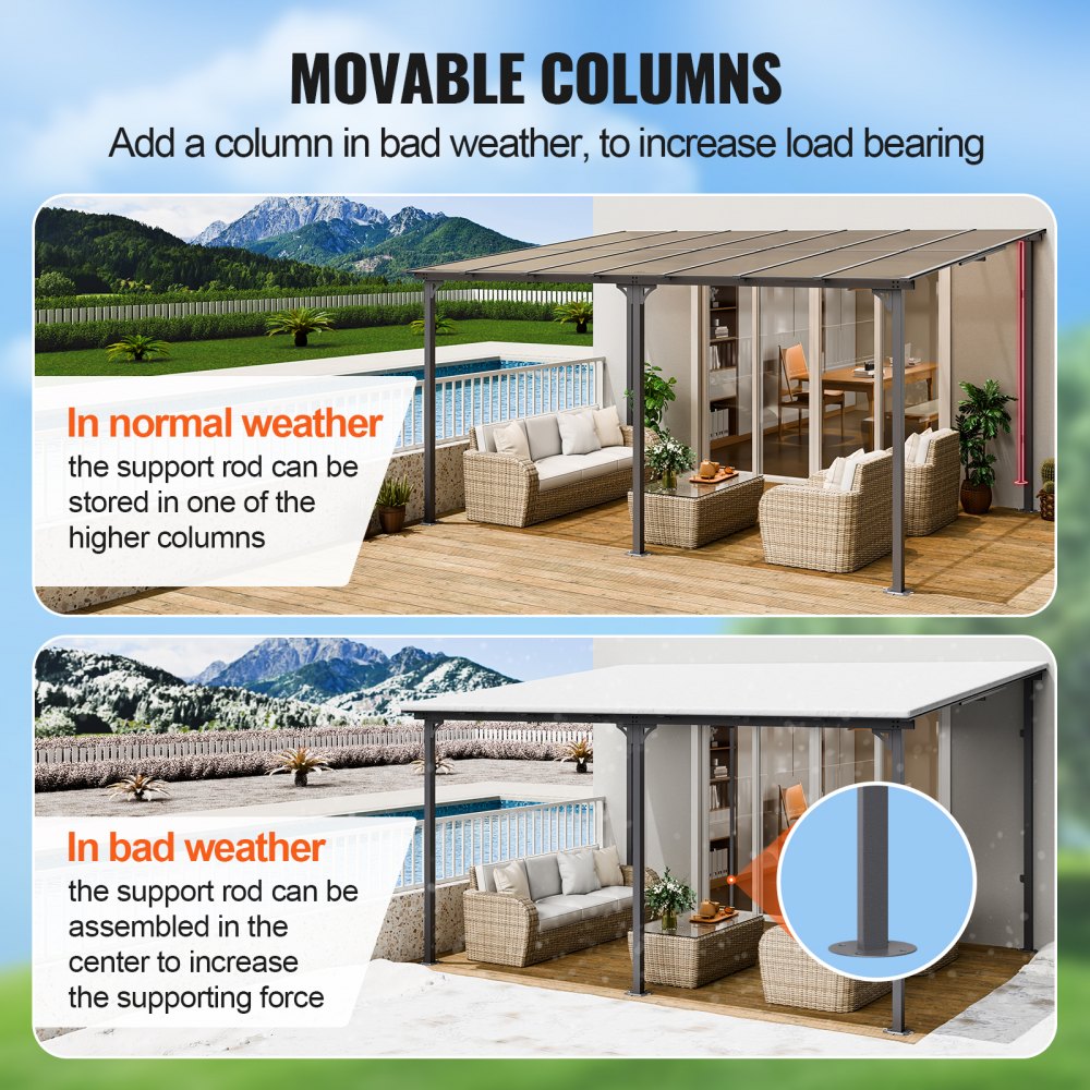 ZW-001 - Durable 10' x 14' Lean-To Gazebo with Hardtop and UV Protection