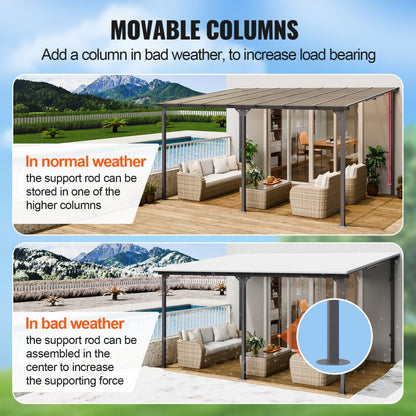 ZW-001 - Durable 10' x 14' Lean-To Gazebo with Hardtop and UV Protection