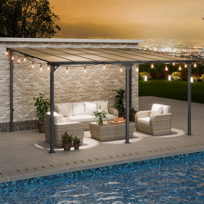 ZW-001 - Durable 10' x 14' Lean-To Gazebo with Hardtop and UV Protection