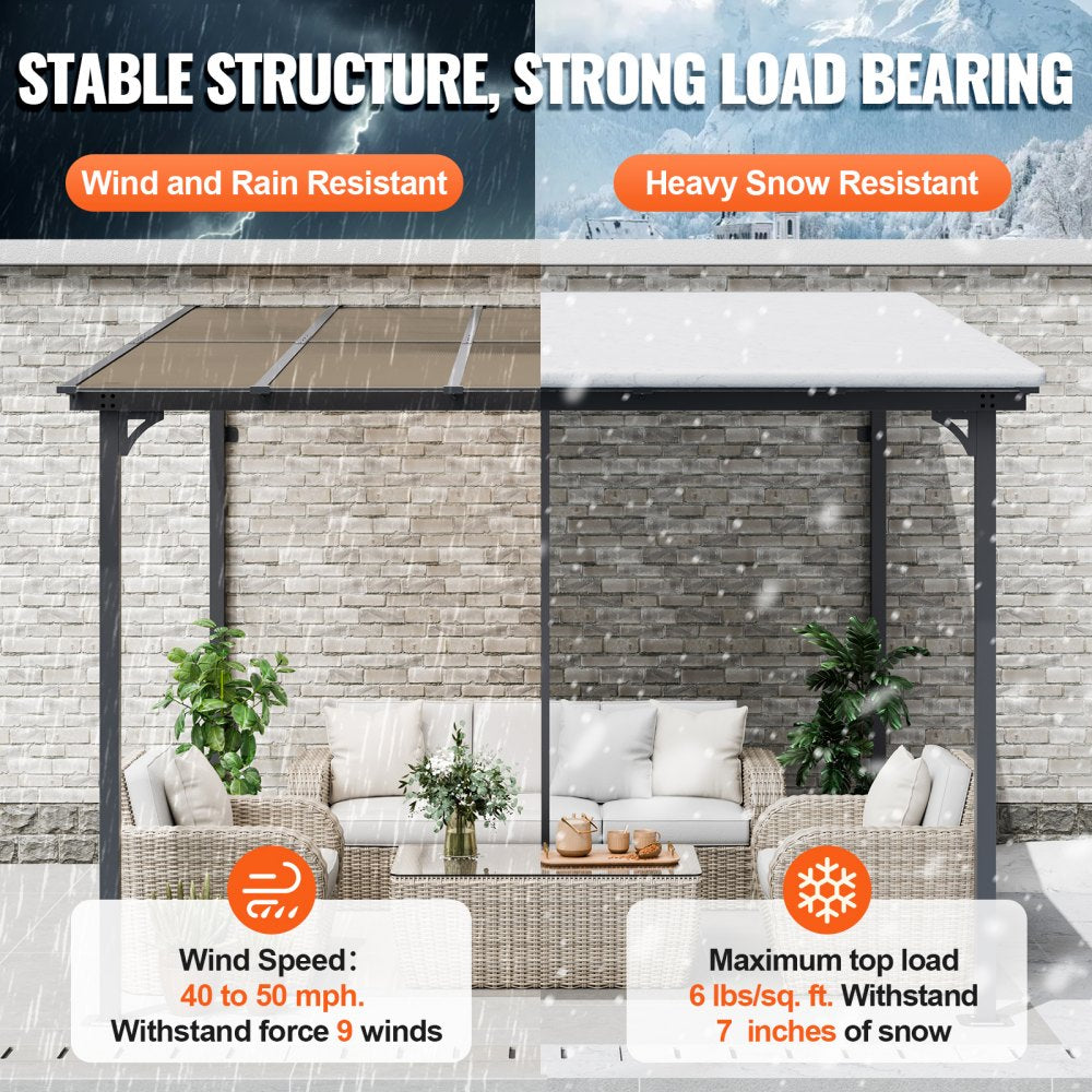 ZW-002 - Durable Lean-to Gazebo with Hard Top for All-Season Outdoor Use