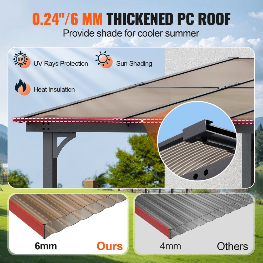 ZW-002 - Durable Lean-to Gazebo with Hard Top for All-Season Outdoor Use