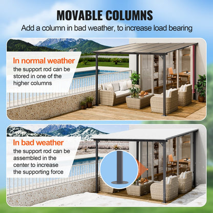 ZW-002 - Durable Lean-to Gazebo with Hard Top for All-Season Outdoor Use