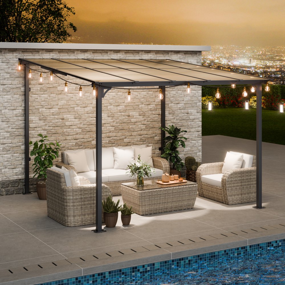 ZW-002 - Durable Lean-to Gazebo with Hard Top for All-Season Outdoor Use