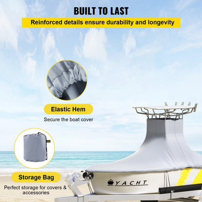 16-18.5 ft T-Top Boat Cover - Durable 600D Marine-Grade Waterproof Cover