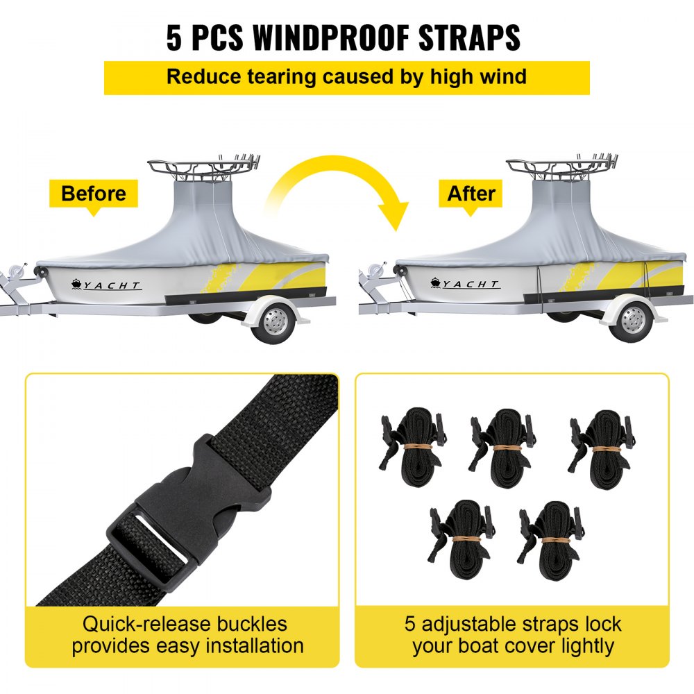 VEVOR 18.5-20 ft Waterproof T-Top Boat Cover - 19.6 x 9.84 ft