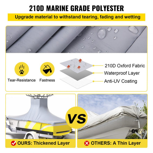 20-22 ft T-Top Boat Cover - Durable 600D Oxford Fabric for All-Weather Protection