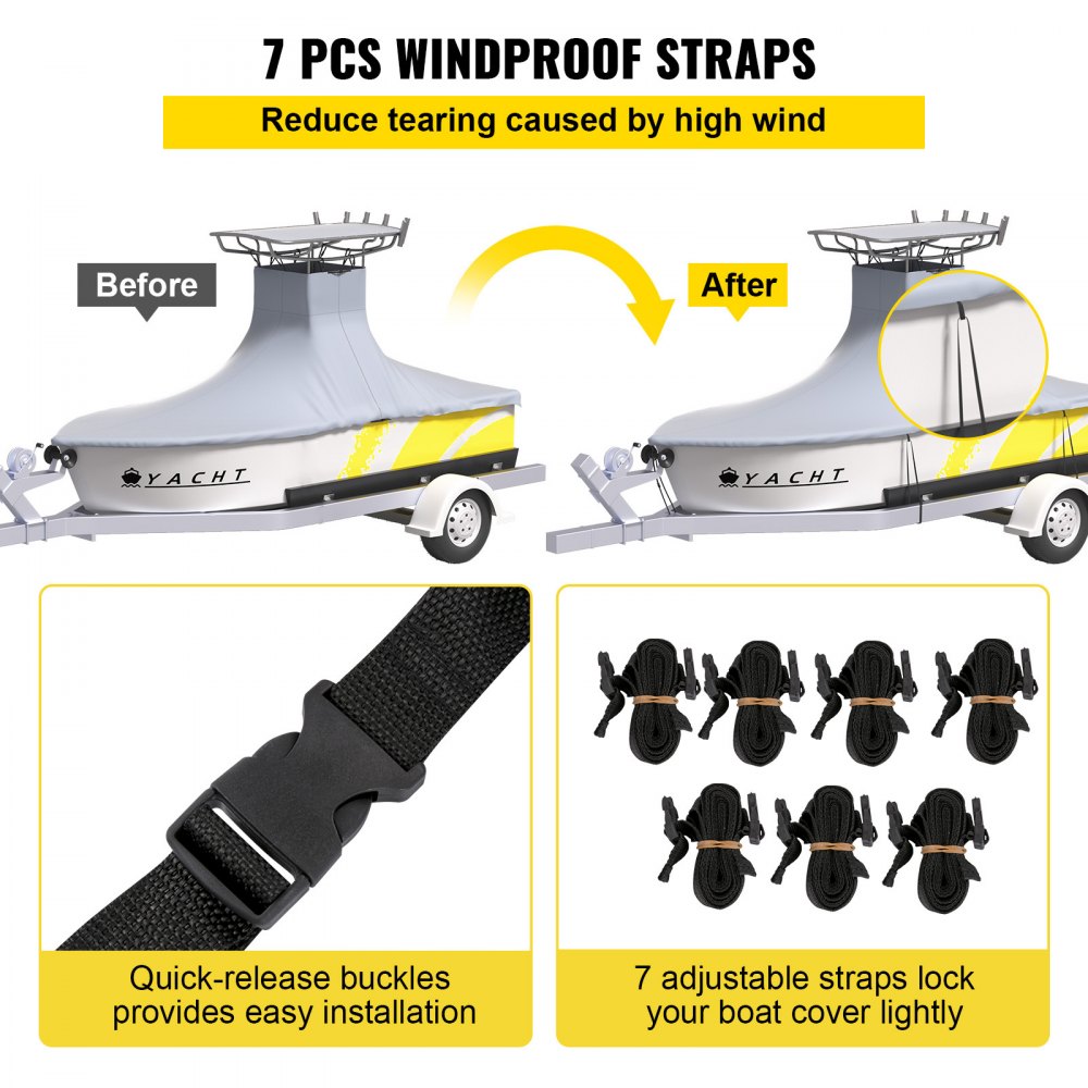 20-22 ft T-Top Boat Cover - Durable 600D Oxford Fabric for All-Weather Protection