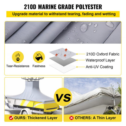 22-24 ft T-Top Boat Cover - Durable 600D Fabric for All-Weather Protection