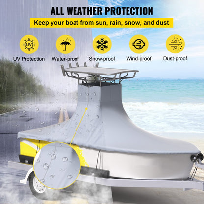 22-24 ft T-Top Boat Cover - Durable 600D Fabric for All-Weather Protection