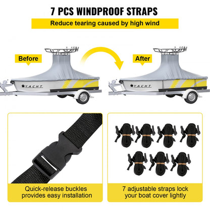 22-24 ft T-Top Boat Cover - Durable 600D Fabric for All-Weather Protection